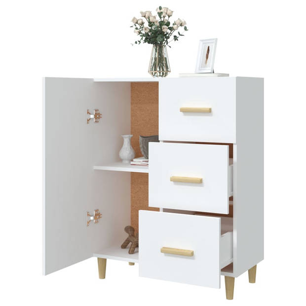 The Living Store Dressoir - Wit - 69.5 x 34 x 90 cm - Bewerkt hout