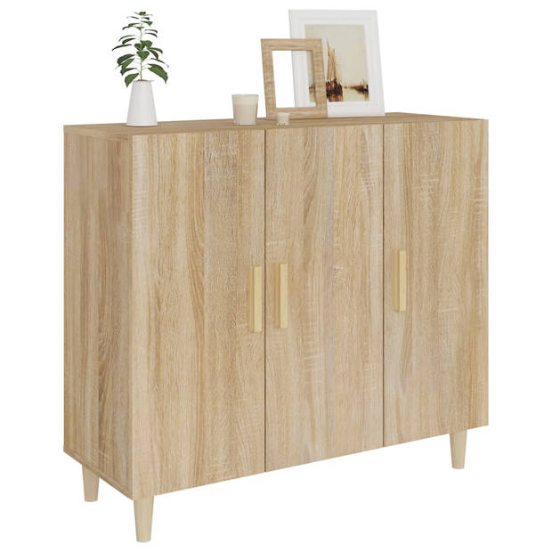 The Living Store Dressoir - Sonoma Eiken - 90x34x80 cm - Bewerkt Hout