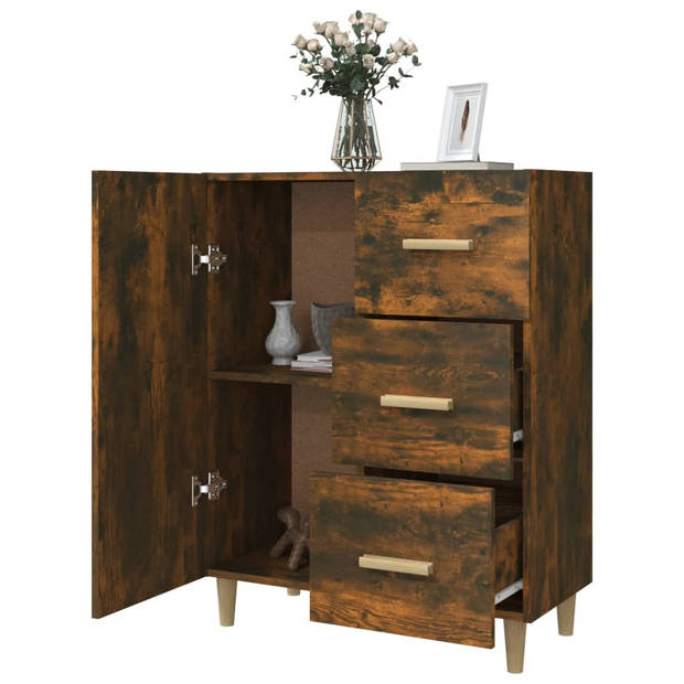 The Living Store Dressoir Gerookt Eiken - 69.5 x 34 x 90 cm - Bewerkt Hout