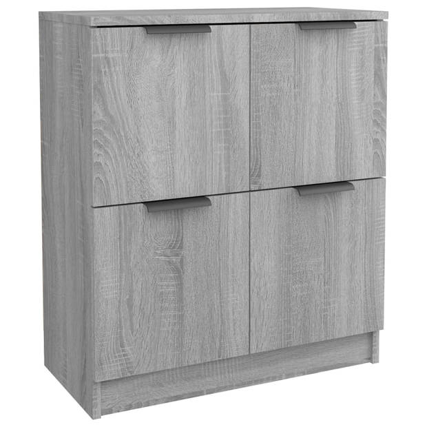 The Living Store Dressoir - 2 Stuks - Grijs Sonoma Eiken - 60x30x70 cm - Bewerkt hout