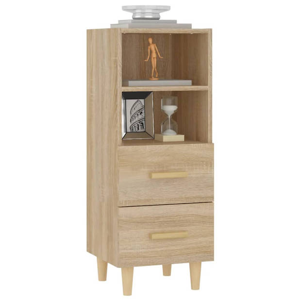 The Living Store Dressoir Bewerkt Hout - 34.5 x 34 x 90 cm - Sonoma Eiken