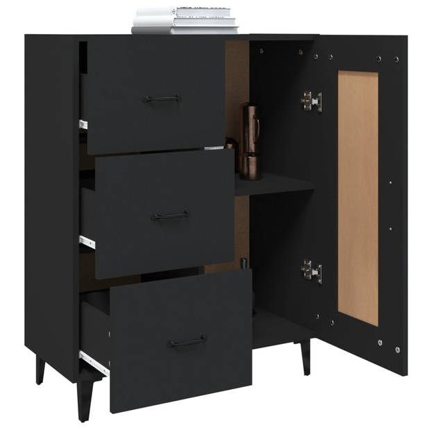 The Living Store Dressoir - Bijzetkast - 69.5 x 34 x 90 cm - Zwart