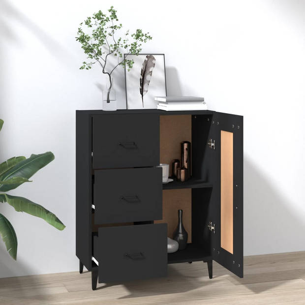 The Living Store Dressoir - Bijzetkast - 69.5 x 34 x 90 cm - Zwart