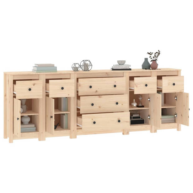 The Living Store Dressoir - Massief grenenhout - 230 x 35 x 80 cm - Ruime opbergruimte