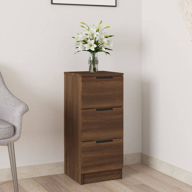 The Living Store Dressoir Bruineiken - Bijzetkast 3 Lades - Multifunctioneel - 30x30x70 cm