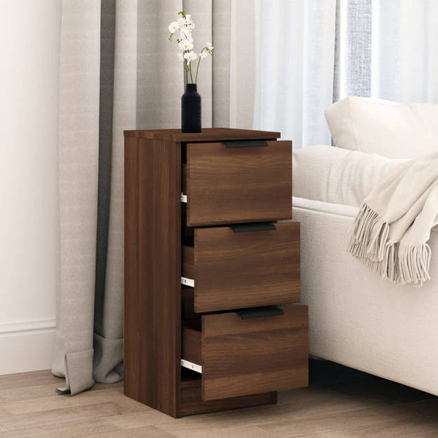 The Living Store Dressoir Bruineiken - Bijzetkast 3 Lades - Multifunctioneel - 30x30x70 cm