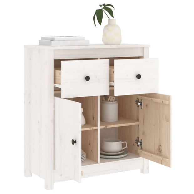 The Living Store Dressoir Grenenhout - 70 x 35 x 80 cm - Wit