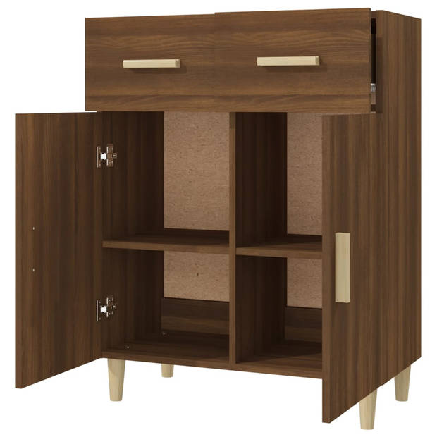 The Living Store Klassiek Dressoir - Bruineiken - 69.5 x 34 x 89 cm - Bewerkt hout