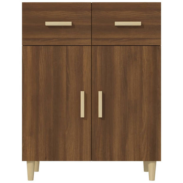 The Living Store Klassiek Dressoir - Bruineiken - 69.5 x 34 x 89 cm - Bewerkt hout