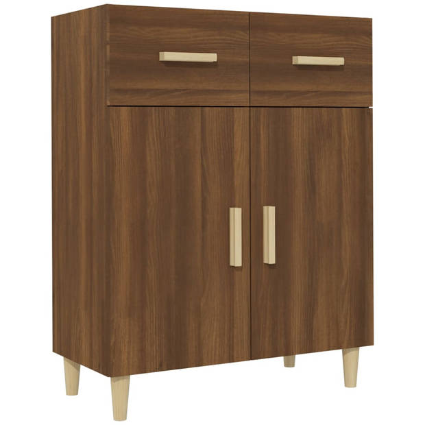 The Living Store Klassiek Dressoir - Bruineiken - 69.5 x 34 x 89 cm - Bewerkt hout