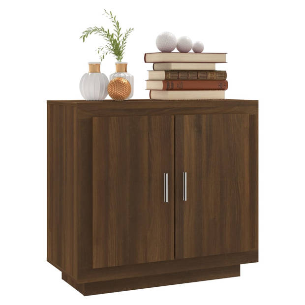 The Living Store Dressoir Bruineiken 80x40x75 cm - Bewerkt Hout - 2 Deuren