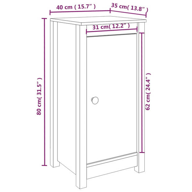 The Living Store Houten Dressoir - Massief Grenenhout - 40 x 35 x 80 cm - Wit