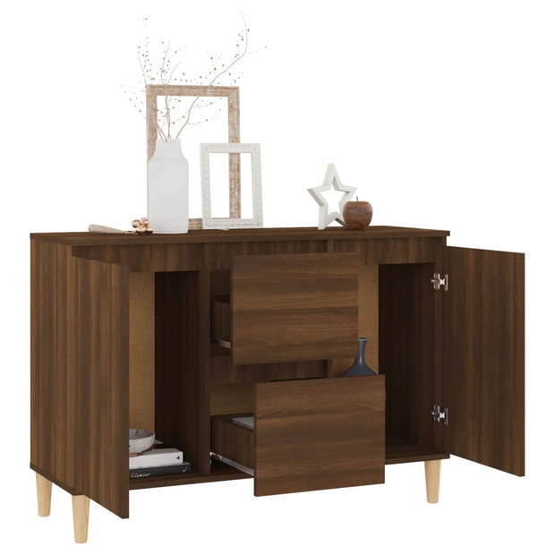 The Living Store Dressoir Bruineiken - 103.5 x 35 x 70 cm - met 2 lades en 2 deuren