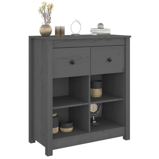 The Living Store Dressoir - Grenenhout - 70 x 35 x 80 cm - Grijs