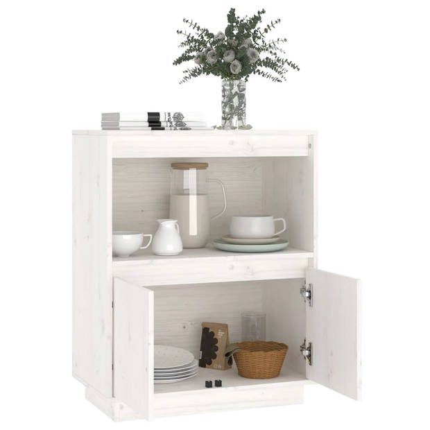 The Living Store Dressoir - Grenenhout - 60 x 34 x 75 cm - Wit