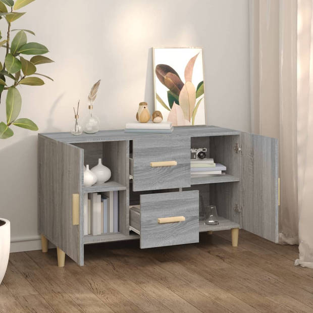 The Living Store Dressoir - Klassiek - Bijzetkast - Afmeting- 100x36x60 cm - Kleur- Grijs Sonoma Eiken