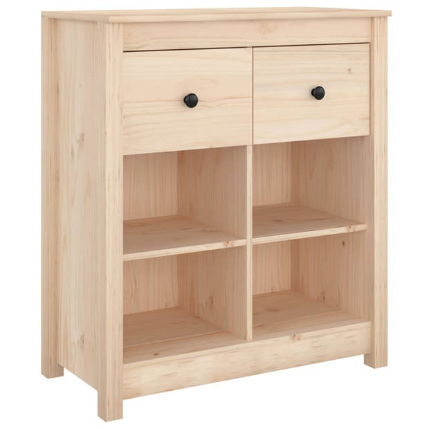 The Living Store Dressoir Grenenhout - 70 x 35 x 80 cm - 2 lades - 4 vakken