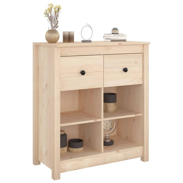 The Living Store Dressoir Grenenhout - 70 x 35 x 80 cm - 2 lades - 4 vakken