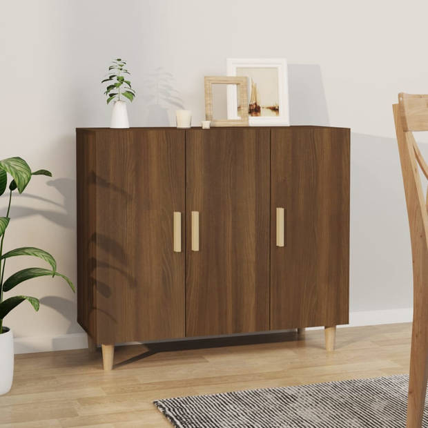 The Living Store Dressoir Buffetkast - 90 x 34 x 80 cm - Bruineiken - Gemakkelijk schoon te maken