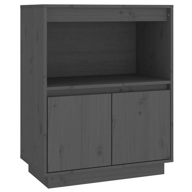 The Living Store Houten Dressoir - Opbergkast - 60x34x75 cm - Grijs - Massief grenenhout