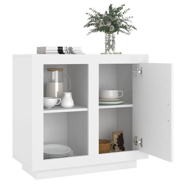 The Living Store Dressoir - Wit - 80 x 40 x 75 cm - Bewerkt hout