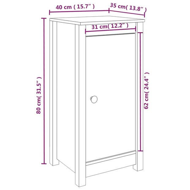 The Living Store Dressoir Massief Grenenhout - 40 x 35 x 80 cm - Honingbruin