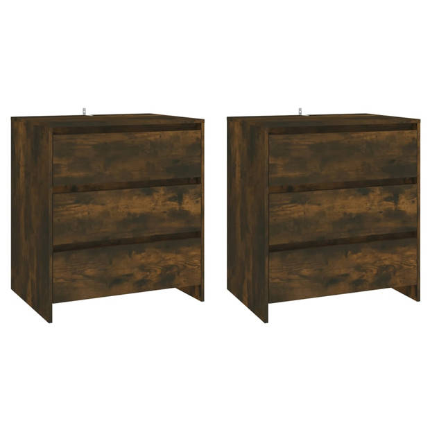 The Living Store Opbergkasten - Dressoir met deuren en lades - Gerookt eiken - 70 x 41 x 75 cm