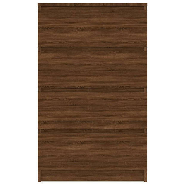 The Living Store Dressoir Bruineiken - 60 x 35 x 98.5 cm - 4 lades - bewerkt hout