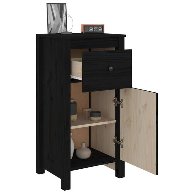 The Living Store Dressoir - Massief Grenenhout - 40 x 35 x 80 cm - Zwart