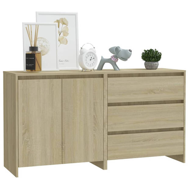 The Living Store Opbergkast - Dressoir met deuren - Sonoma eiken - 70 x 41 x 75 cm - Bewerkt hout