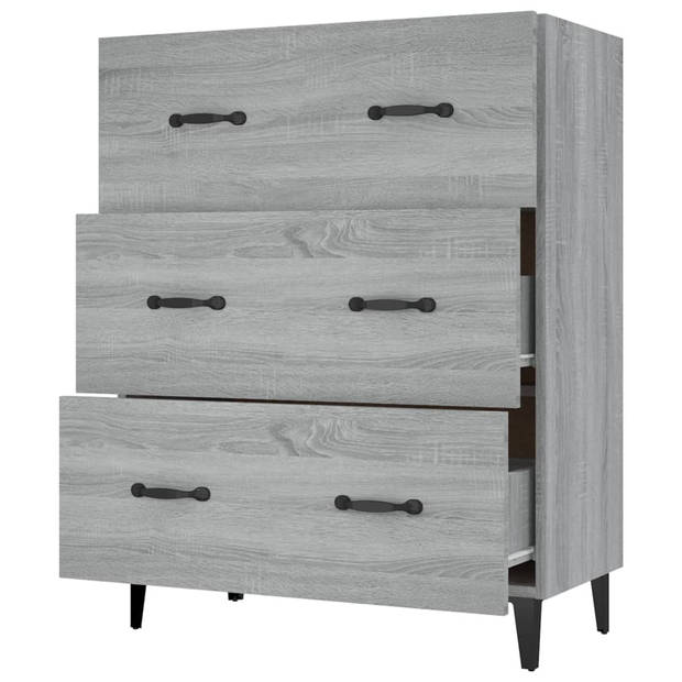 vidaXL Dressoir 69,5x34x90 cm bewerkt hout grijs sonoma eikenkleurig