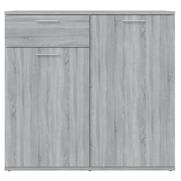 The Living Store Dressoir name - Opbergmeubel 80x36x75cm - Grijs Sonoma Eiken