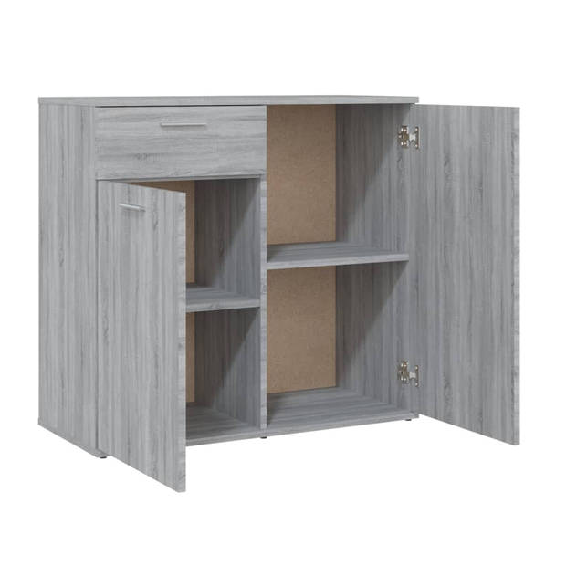 The Living Store Dressoir name - Opbergmeubel 80x36x75cm - Grijs Sonoma Eiken