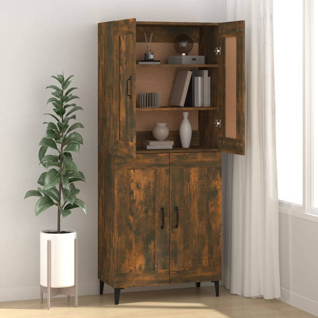 The Living Store Dressoir - Gerookt Eiken - 69.5 x 34 x 90 cm - Stevig en praktisch