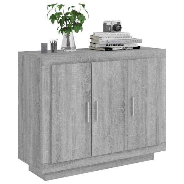 The Living Store Dressoir - Grijs Sonoma Eiken - 92 x 35 x 75 cm - Bewerkt hout