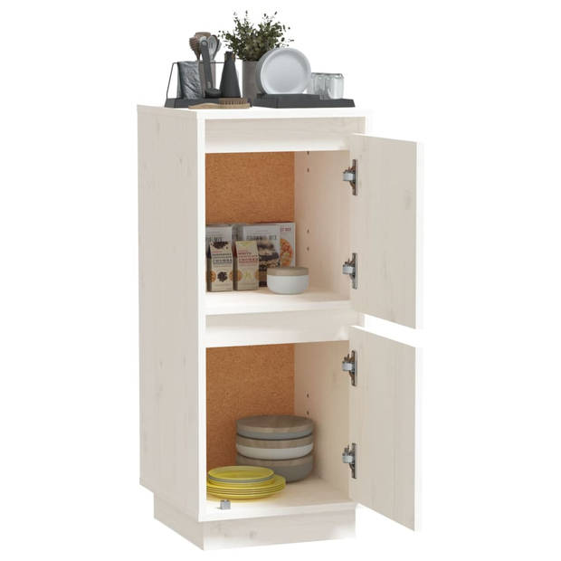 The Living Store Dressoir - Massief grenenhout en MDF - 31.5 x 34 x 75 cm - Wit