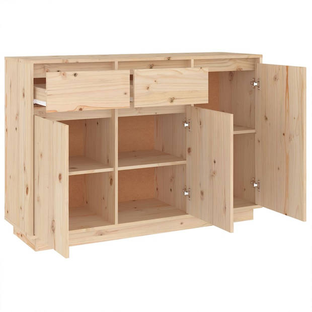 The Living Store Dressoir Grenenhout - 110 x 34 x 75 cm - 2 lades en 3 deuren