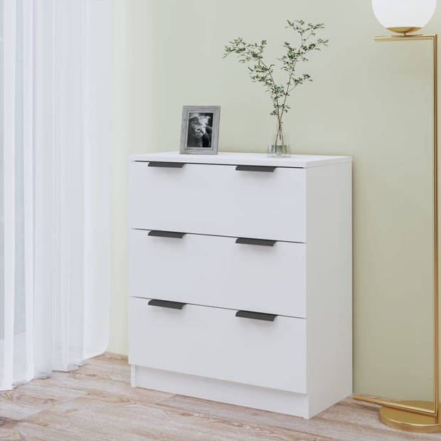 The Living Store Dressoir Classic Hout - 60x30x70 cm - Hoogglans Wit