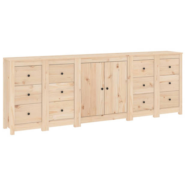 The Living Store Dressoir Grenenhout - Massief Rustiek - 230 x 35 x 80 cm - Veel opbergruimte