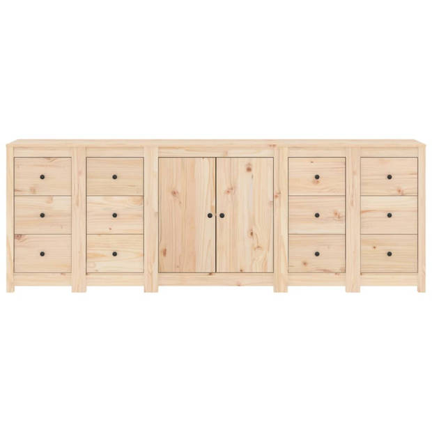 The Living Store Dressoir Grenenhout - Massief Rustiek - 230 x 35 x 80 cm - Veel opbergruimte