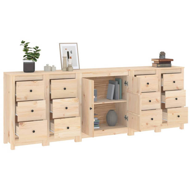 The Living Store Dressoir Grenenhout - Massief Rustiek - 230 x 35 x 80 cm - Veel opbergruimte