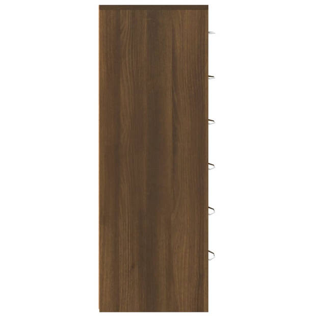 The Living Store Dressoir Bruineiken - 50x34x96 cm - 6 lades - Bewerkt hout