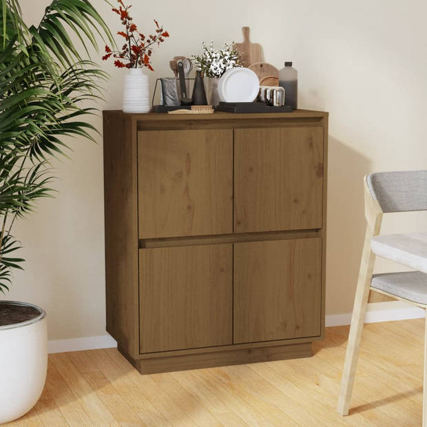 The Living Store Bijzetkast - Houten dressoir - 60x34x75 cm - Honingbruin