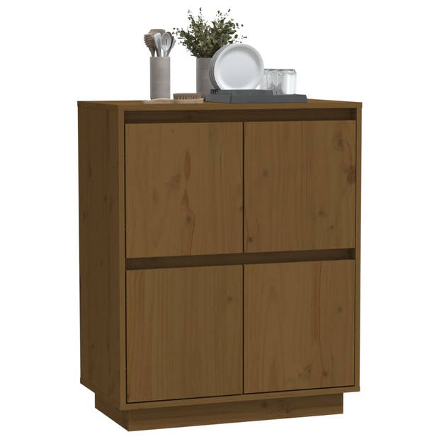 The Living Store Bijzetkast - Houten dressoir - 60x34x75 cm - Honingbruin