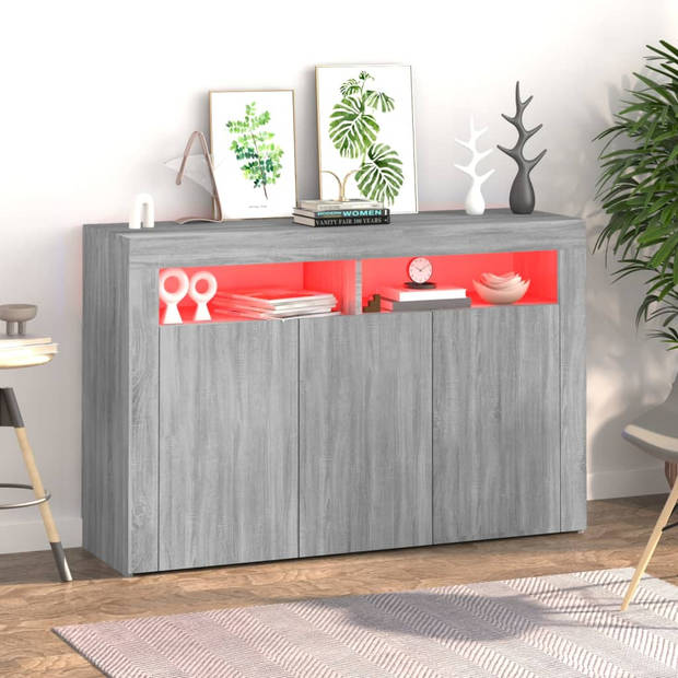 The Living Store Dressoir Sonoma Eiken - 115.5 x 30 x 75 cm - LED Verlichting