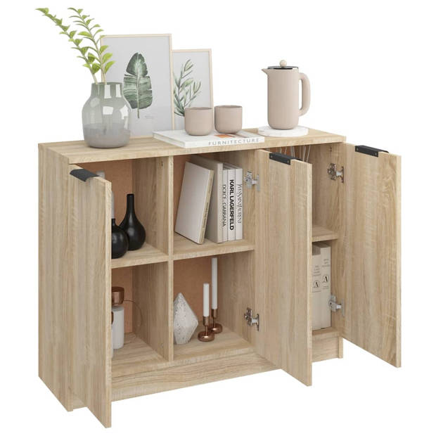 The Living Store Houten dressoir - bijzetkast - 90.5 x 30 x 70 cm - sonoma eiken