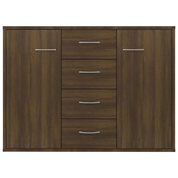 The Living Store Dressoir Bruineiken - 88 x 30 x 65 cm - met 4 lades en 2 deuren