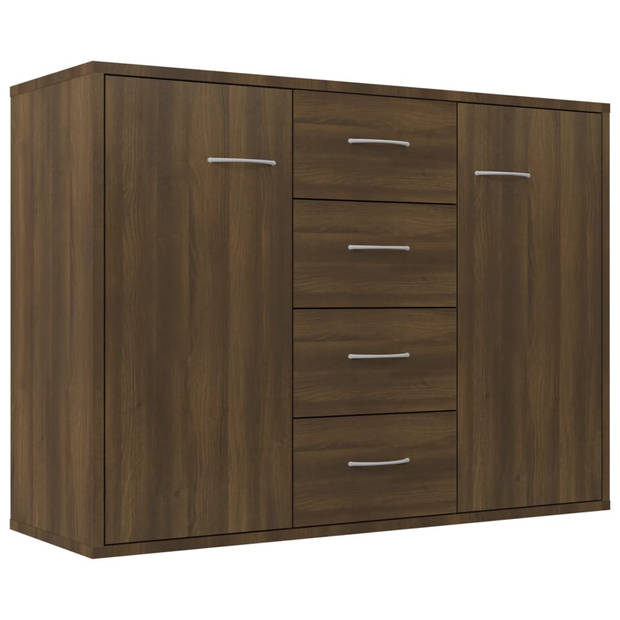 The Living Store Dressoir Bruineiken - 88 x 30 x 65 cm - met 4 lades en 2 deuren