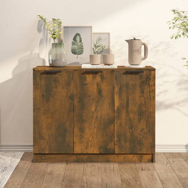 The Living Store Dressoir 90-5x30x70 cm bewerkt hout gerookt eikenkleurig - Keukenkast