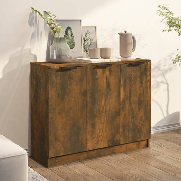 The Living Store Dressoir 90-5x30x70 cm bewerkt hout gerookt eikenkleurig - Keukenkast